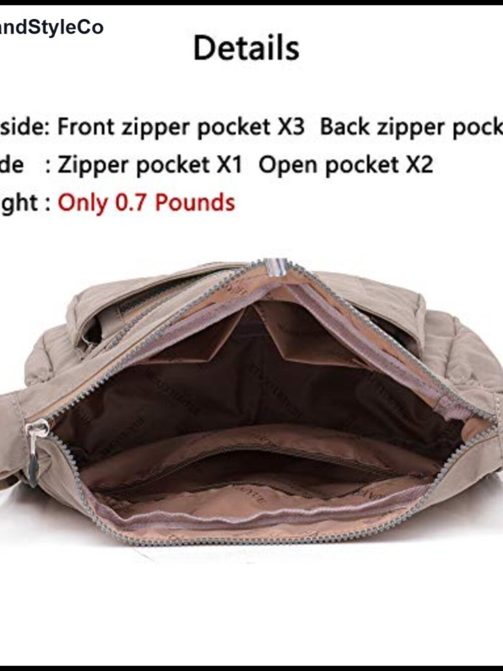 Nylon Waterproof Crossbody Bag Women Shoulder Purse Adjustable Strap Lightweight - Picture 5 of 6